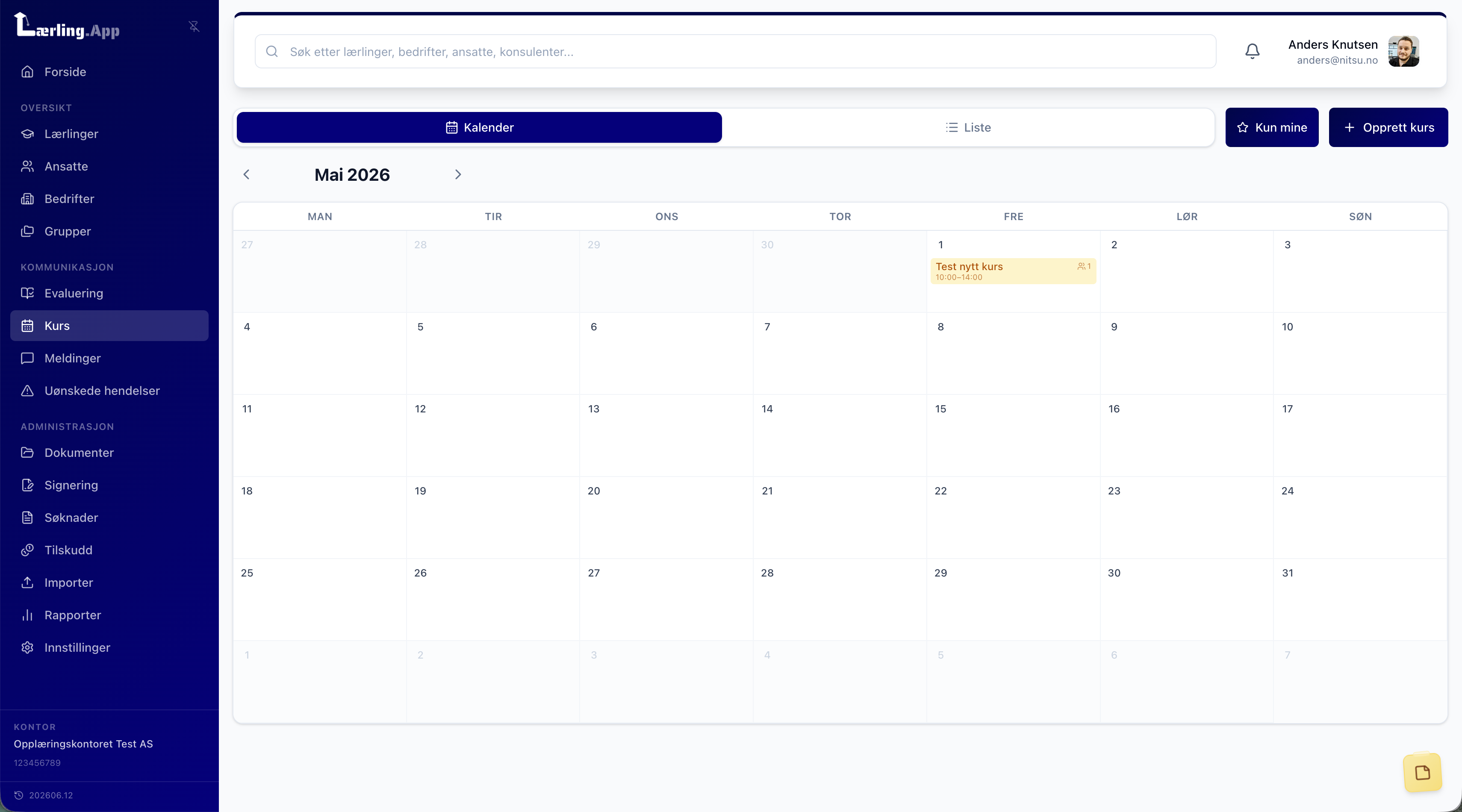 Kurs: månedskalender